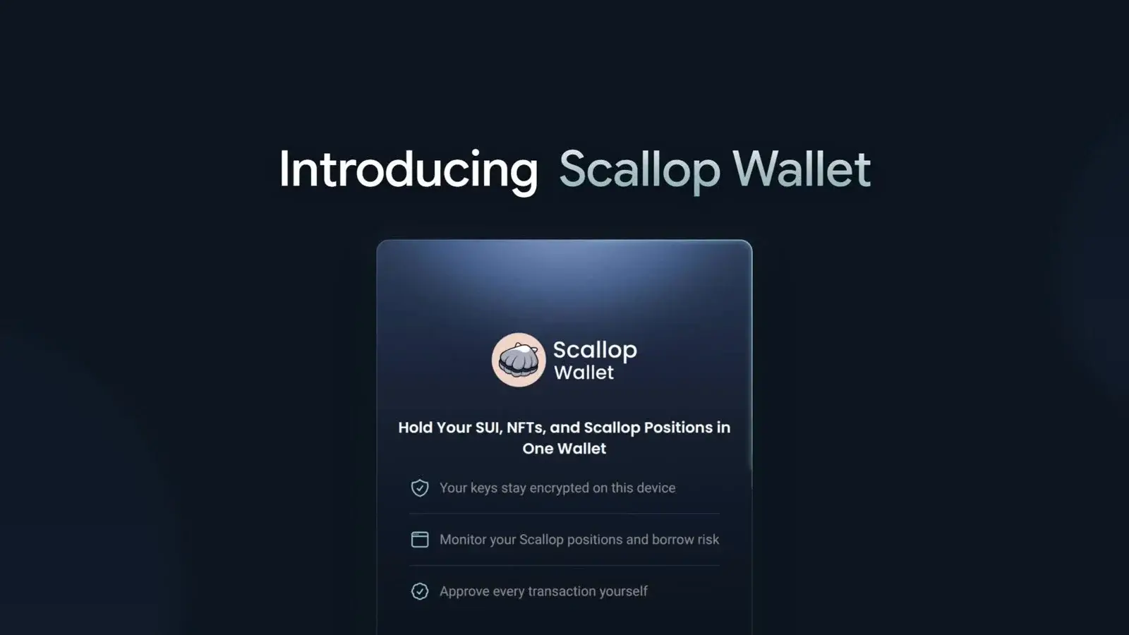 Scallop Wallet launch graphic reading Introducing Scallop Wallet