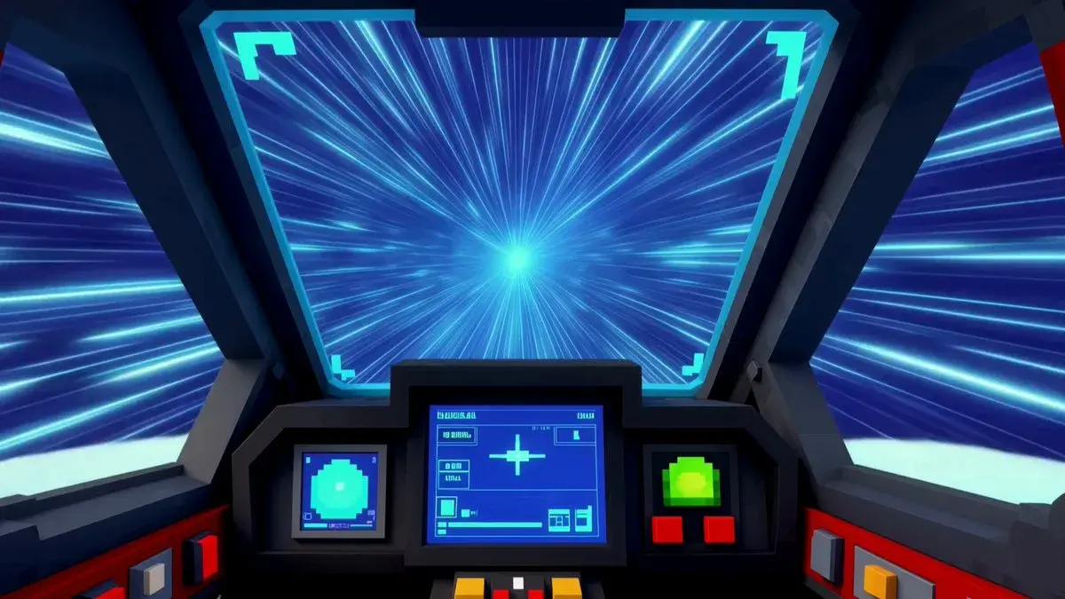Pixel-art spaceship cockpit from the CONSO BOTS launch video